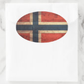 Holznorwegenflagge Ovaler Aufkleber (Tasche)