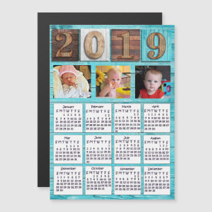Holznummern Personalisiertes Foto 2019 Kalender Magneteinladung