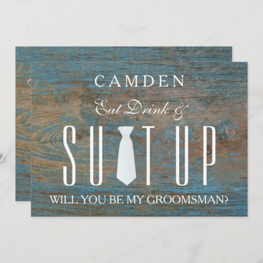 Holzobernstrübung Werden Sie mein Trauzeuge sein Einladung (Vorne/Hinten)