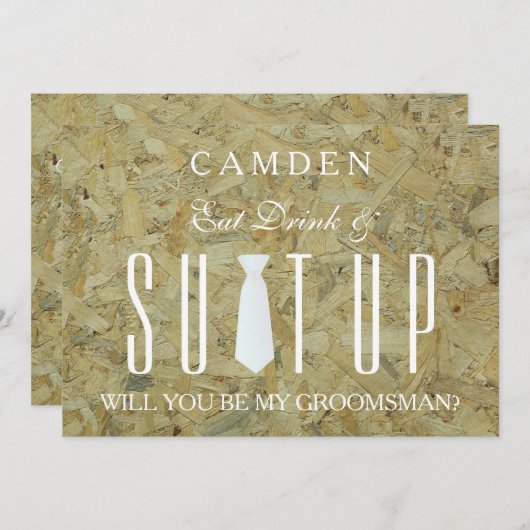 Holzobernstrübung Werden Sie mein Trauzeuge sein Einladung (Vorne/Hinten)