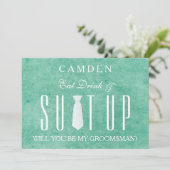 Holzobernstrübung Werden Sie mein Trauzeuge sein Einladung (Stehend Vorderseite)