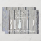 Holzobernstrümpfe werden Sie mein Trauzeuge in Einladung (Vorne/Hinten)