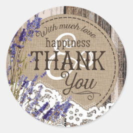 Holzofen-Lavendel-Spitzen-Rustikales Hochzeitstil Runder Aufkleber