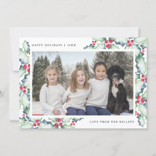 Holzofen mit grünen und roten Wasserfarben, Fotoka Feiertagskarte