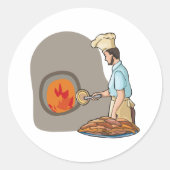 Holzofen-Pizzaofen-Koch Runder Aufkleber (Vorderseite)