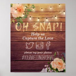 Holzofenblume Lichter Oh Snap Hashtag Hochzeit Poster