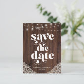 Holzofenleuchten Hochzeitslicht speichern Sie das Ankündigungspostkarte (Stehend Vorderseite)