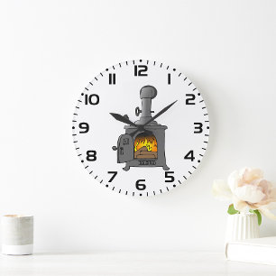 Holzofenofen Große Wanduhr