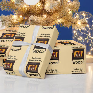 Holzofenofen Holz warm Geschenkpapier