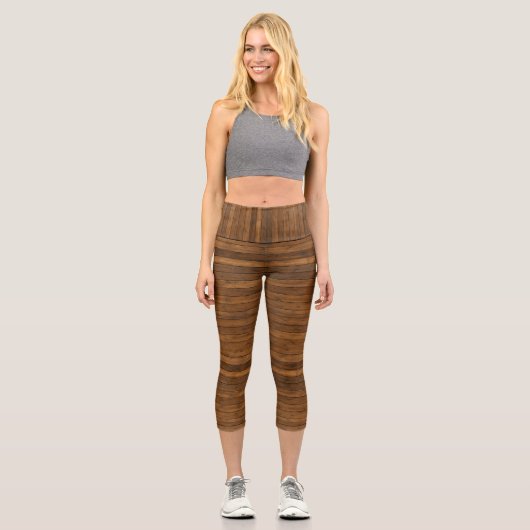 Holzoptik Capri Leggings (Vorderseite)