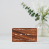 Holzoptik mit QR-Code | Zimmermann Visitenkarte (Stehend Vorderseite)