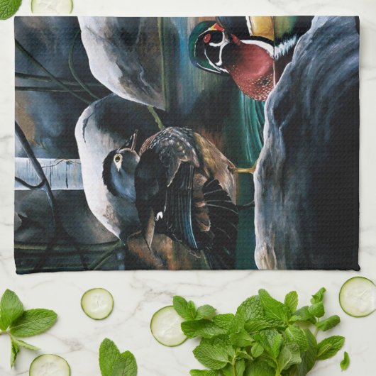 Holzosen-Teich Geschirrtuch (Gefaltet)