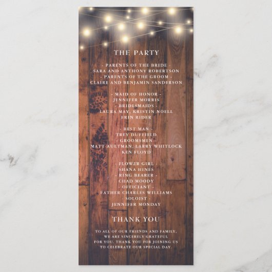 Holzosenleichtverheiratung Programm (Rückseite)