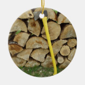 Holzpalette und AX-Dekoration Keramik Ornament (Vorne)