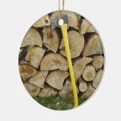 Holzpalette und AX-Dekoration Keramik Ornament (Links)