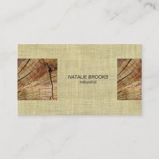 Holzpaneel und Linenstitch-Look Visitenkarte (Vorderseite)