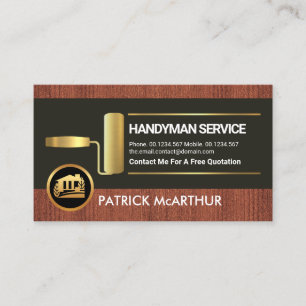 Holzpanels Gold Paint Brush Handyman Painter Visitenkarte