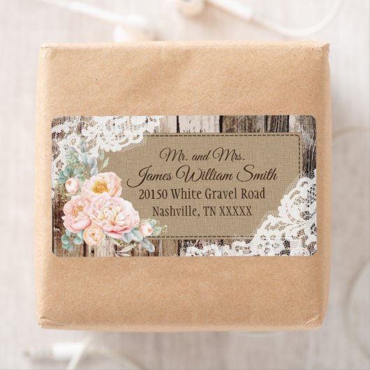 Holzpeony floral Lace Rustic Wedding Label (Insitu)