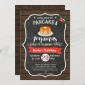 Holzpfannkuchen und Pajamas zum Geburtstag Einladung (Vorne/Hinten)