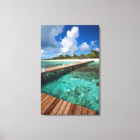 Holzpfeife, die mit Strand verbunden ist Leinwanddruck (Vorderseite)