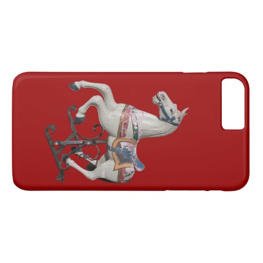 Holzpferd Antikes Karussell Rotes iPhone Case (Rückseite (Horizontal))