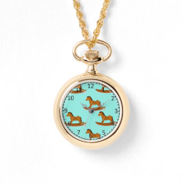 Holzpferd Armbanduhr