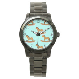 Holzpferd Armbanduhr