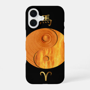 Holzpferd-Jahr und Widder-Feuerzeichen-Fall iPhone 16 Hülle