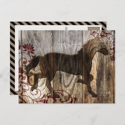 Holzpferd Postkarte (Vorne/Hinten)