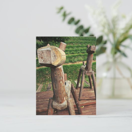 Holzpferde Postkarte (Stehend Vorderseite)