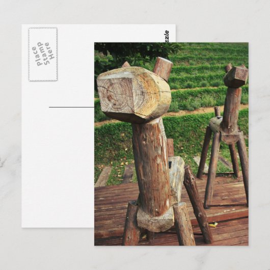 Holzpferde Postkarte (Vorne/Hinten)