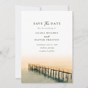 Holzpier Key West Seeseite Aquarell-Hochzeit Save The Date