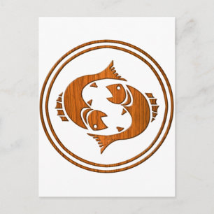 Holzpisces Zodiac Fish Astrologie-Zeichen Postkarte