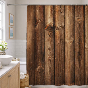 Holzplanken Bretter Duschvorhang
