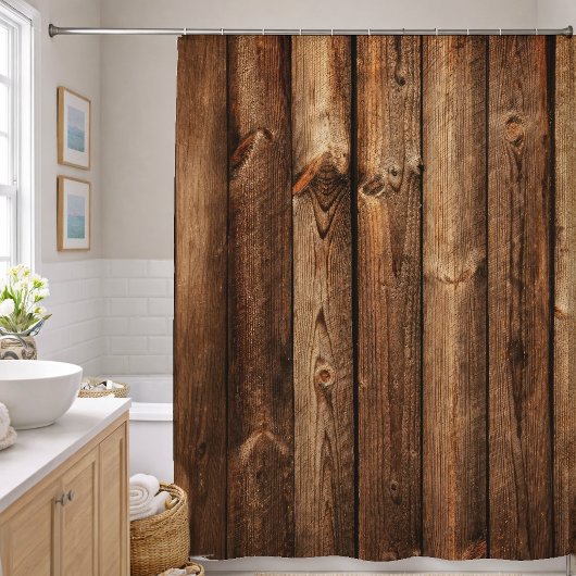 Holzplanken Bretter  Duschvorhang