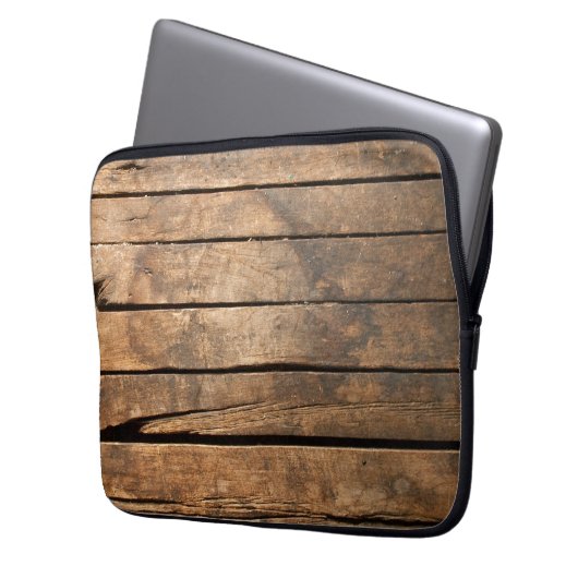 Holzplanken Laptopschutzhülle (Vorderseite Links)