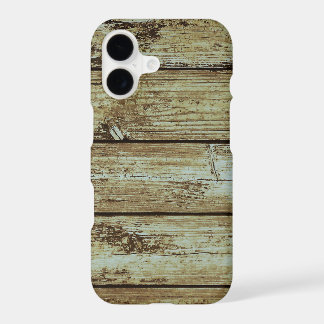 Holzplanken mit grünem Moos beschädigt