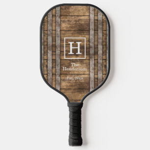Holzplanken Rostiges Metall DIY-Farbrahmen Monogra Pickleball Schläger