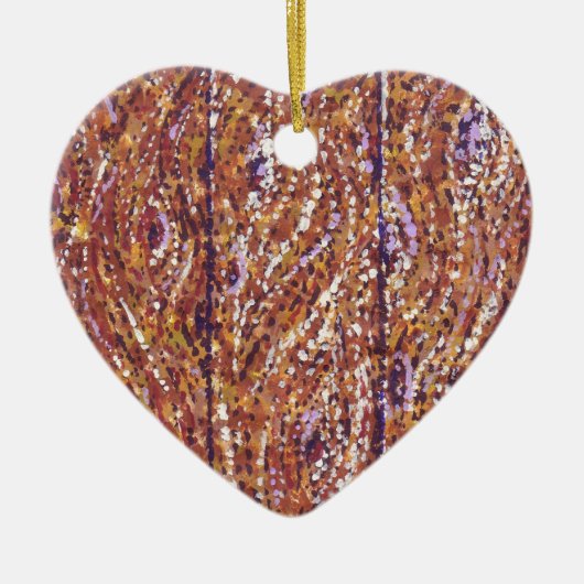 Holzplanks Pointillismus Herz gestreift Ornament (Vorne)