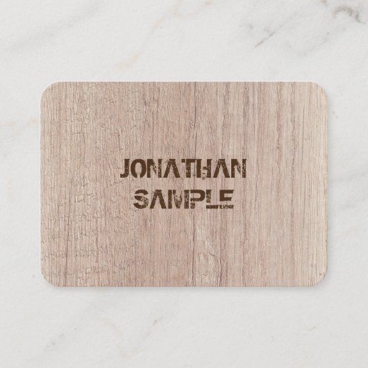 Holzplatine als gestörte Textvorlage Visitenkarte (Vorderseite)