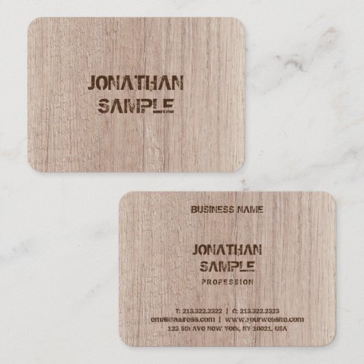 Holzplatine als gestörte Textvorlage Visitenkarte (Vorne/Hinten)