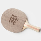 Holzplatine sieht alte Schriftzeichen-Vorlage aus Tischtennis Schläger (Seitenansicht)
