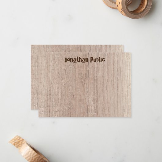 Holzplatine sieht elegant gestörten Text aus Mitteilungskarte (Vorderseite/Rückseite Beispiel)