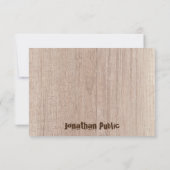 Holzplatine sieht elegant gestörten Text aus Mitteilungskarte (Rückseite)