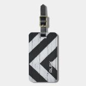 Holzplatte mit schwarzen und weißen Streifen Gepäckanhänger (Vorderseite vertikal)