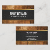 Holzplatten | Black Leather Gold Trim Visitenkarte (Vorne/Hinten)