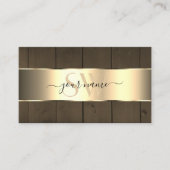 Holzplatten Braunes Holzkörnchen Monogramm Gold De Visitenkarte (Vorderseite)