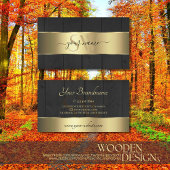 Holzplatten Schwarz-Holz-Körner-Initialen Gold-Dek Visitenkarte