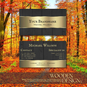 Holzplatten Schwarz-Holz-Körner und Gold-Dekoratio Visitenkarte