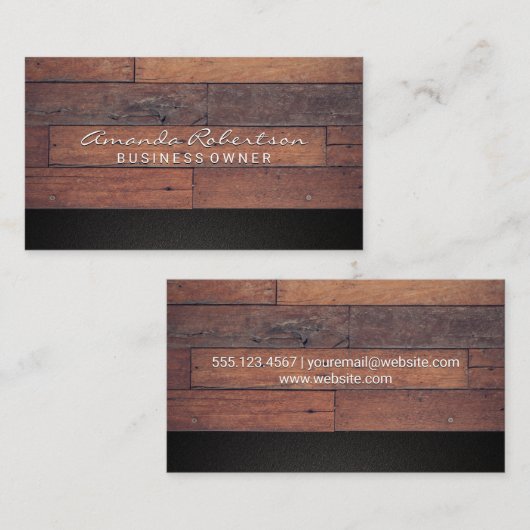 Holzplatten | Schwarze Textur Visitenkarte (Vorne/Hinten)